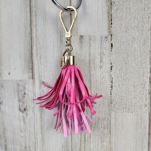 Tassel Decor Bag Keychain Charm Pink